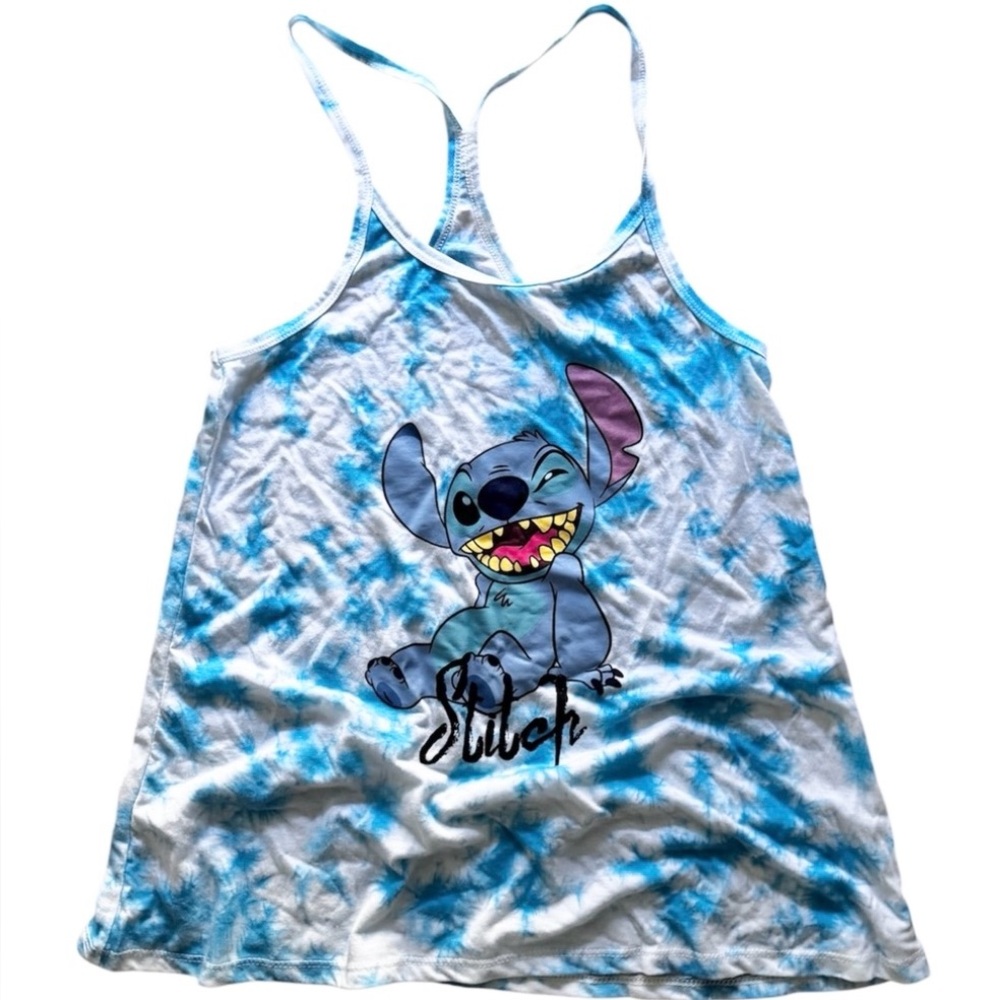 NWOT Disney Lilo & Stitch Blue Tie Dye Crossback Tank Top | Women's Size M